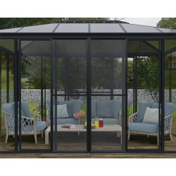 Palram - Canopia Ledro 12x12 Enclosed Gazebo Kit w/ Screen Doors - Gray (HG9193)