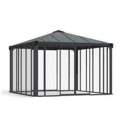 Palram - Canopia Ledro 12x12 Enclosed Gazebo Kit w/ Screen Doors - Gray (HG9193)