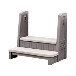 Step2 Hot Tub Steps with Built-In Storage and Safety Handrail - Dark Cedar (547599)