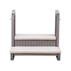 Step2 Hot Tub Steps with Built-In Storage and Safety Handrail - Dark Cedar (547599)