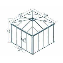 Palram - Canopia Ledro 10x10 Enclosed Gazebo Kit w/ Screen Doors - Gray (HG9191)