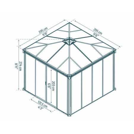 Palram - Canopia Ledro 10x10 Enclosed Gazebo Kit w/ Screen Doors - Gray (HG9191)