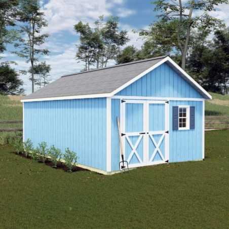 Best Barns Crafter’s Connection 12x16 Pre-Cut Wood Shed- Door on Eave Offset (CCONDE16O)