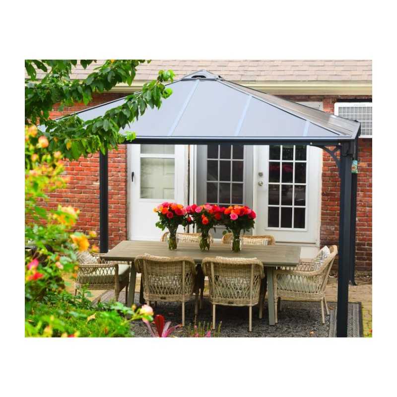 Palram - Canopia 12x12 Palermo Gazebo 3600 - Gray / Gray (HG9152)