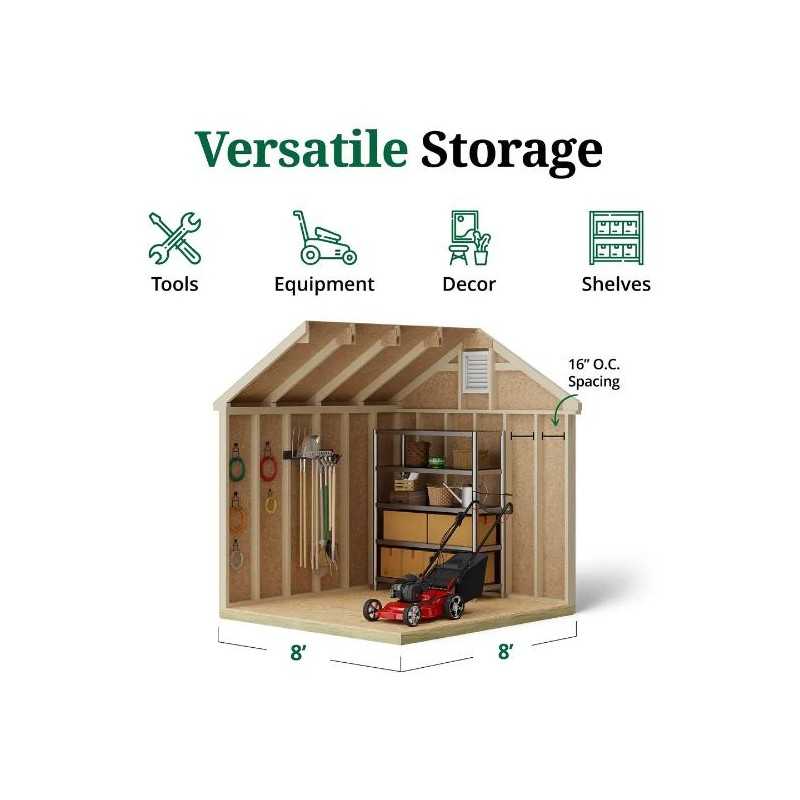 Little Cottage Co. Colonial Pinehurst 8x8 Wood Storage Shed Kit (8x8 PCGS-PC)