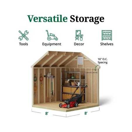 Little Cottage Co. Colonial Pinehurst 8x8 Wood Storage Shed Kit (8x8 PCGS-PC)