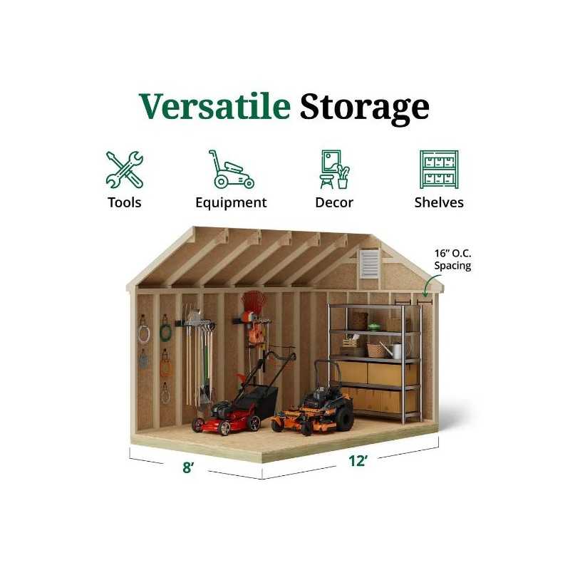 Little Cottage Co. Colonial Pinehurst 8x12 Wood Storage Shed Kit (8x12 PCGS-PC)