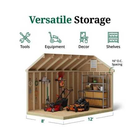 Little Cottage Co. Colonial Pinehurst 8x12 Wood Storage Shed Kit (8x12 PCGS-PC)