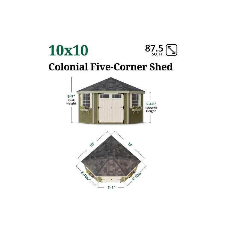 Colonial 10x10 Five Corner Shed with Floor (10x10 5-SCGS-PNK-FK)