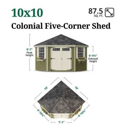 Colonial 10x10 Five Corner Shed  (10x10 5-SCGS-PNK)
