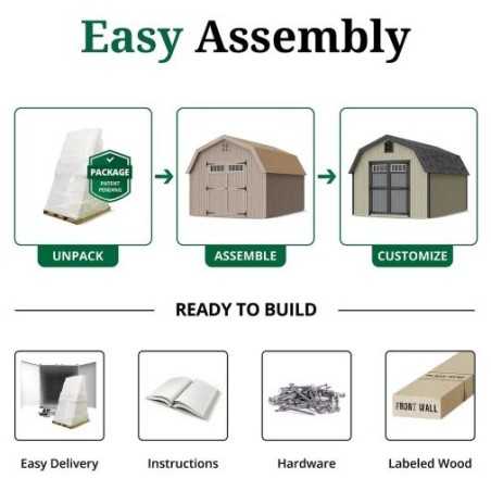 Little Cottage Co. Colonial Greenfield 8x14 Wood Barn Shed Kit (8x14 GCGS-PC)