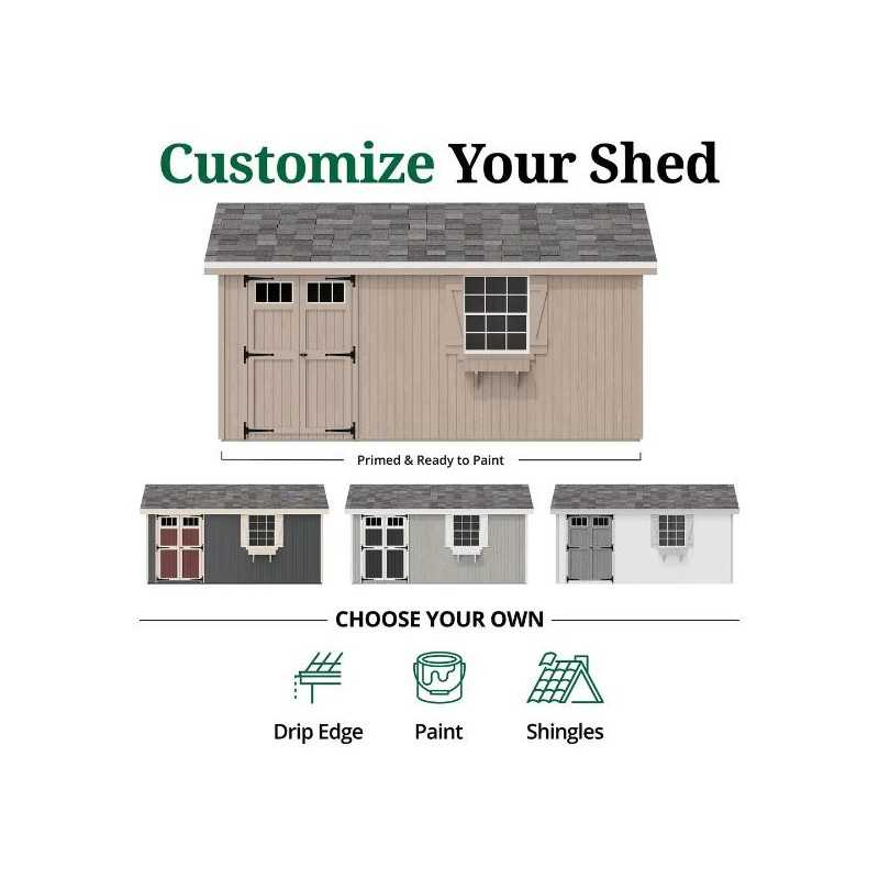 Little Cottage Co. Colonial Pinehurst 8x16 Wood Storage Shed Kit (8x16 PCGS-PC)