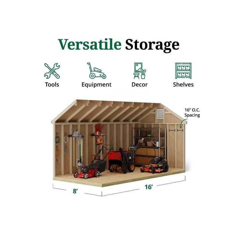Little Cottage Co. Colonial Pinehurst 8x16 Wood Storage Shed Kit (8x16 PCGS-PC)