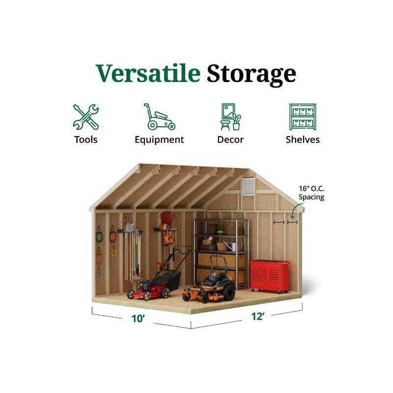 Little Cottage Co. Colonial Pinehurst 10x12 Wood Storage Shed Kit (10x12 PCGS-PC)