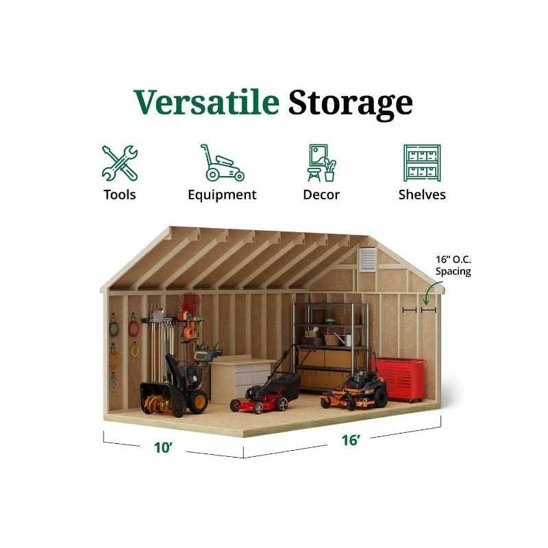 Little Cottage Co. Colonial Pinehurst 10x16 Wood Storage Shed Kit (10x16 PCGS-PC)