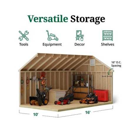 Little Cottage Co. Colonial Pinehurst 10x16 Wood Storage Shed Kit (10x16 PCGS-PC)