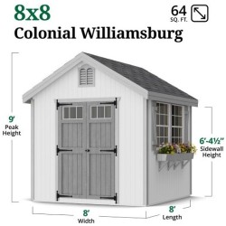 Little Cottage Co. Colonial Williamsburg 8x8 Wood Shed Kit (8x8 WCGS-PC)