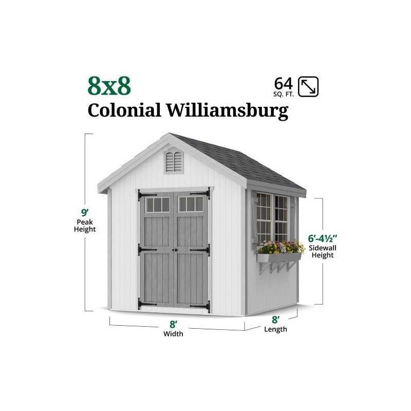 Little Cottage Co. Colonial Williamsburg 8x8 Wood Shed Kit (8x8 WCGS-PC)