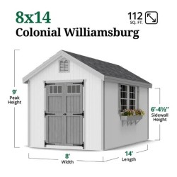 Little Cottage Co. Colonial Williamsburg 8x14 Wood Shed Kit 8x14 WCGS-PC)