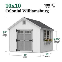 Little Cottage Co. Colonial Williamsburg 10x10 Wood Shed Kit (10x10 WCGS-PC)