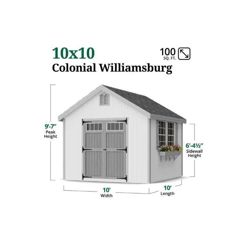 Little Cottage Co. Colonial Williamsburg 10x10 Wood Shed Kit (10x10 WCGS-PC)