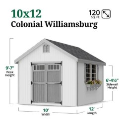 Little Cottage Co. Colonial Williamsburg 10x12 Wood Shed Kit (10x12 WCGS-PC)