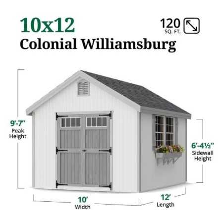 Little Cottage Co. Colonial Williamsburg 10x12 Wood Shed Kit (10x12 WCGS-PC)