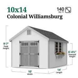 Little Cottage Co. Colonial Williamsburg 10x14 Wood Shed Kit (10x14 WCGS-PC)