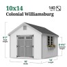 Little Cottage Co. Colonial Williamsburg 10x14 Wood Shed Kit (10x14 WCGS-PC)