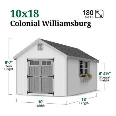Little Cottage Co. Colonial Williamsburg 10x18 Wood Shed Kit (10x18 WCGS-PC)