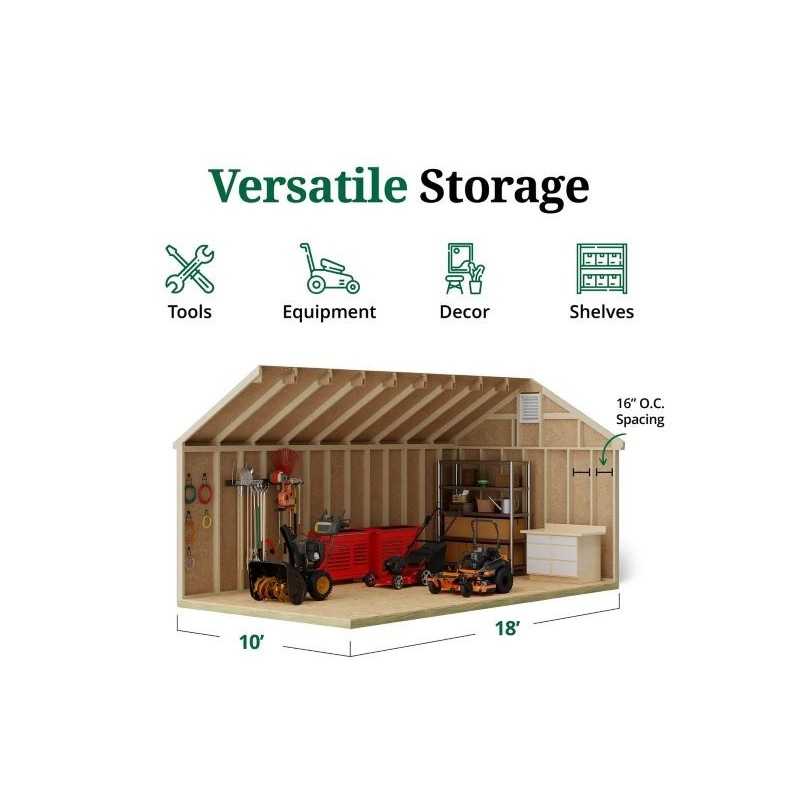 Little Cottage Co. Colonial Williamsburg 10x18 Wood Shed Kit (10x18 WCGS-PC)