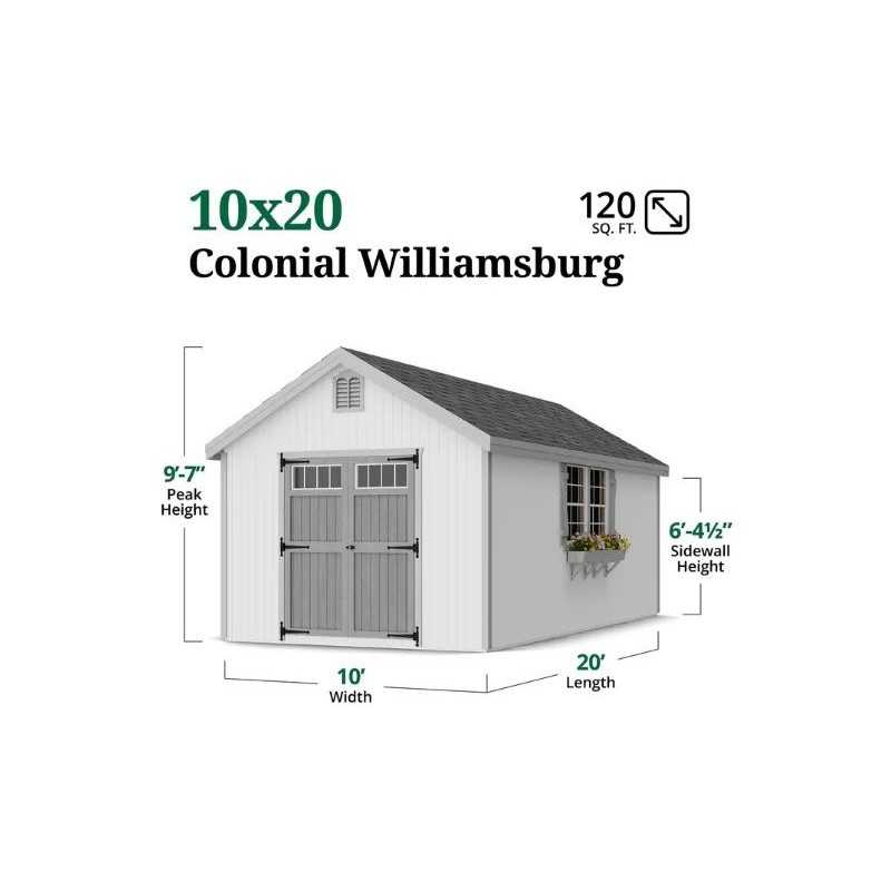 Little Cottage Co. Colonial Williamsburg 10x20 Wood Shed Kit (10x20 WCGS-PC)