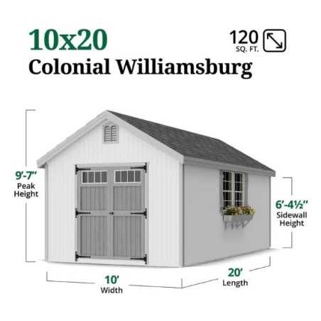 Little Cottage Co. Colonial Williamsburg 10x20 Wood Shed Kit (10x20 WCGS-PC)