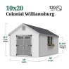 Little Cottage Co. Colonial Williamsburg 10x20 Wood Shed Kit (10x20 WCGS-PC)