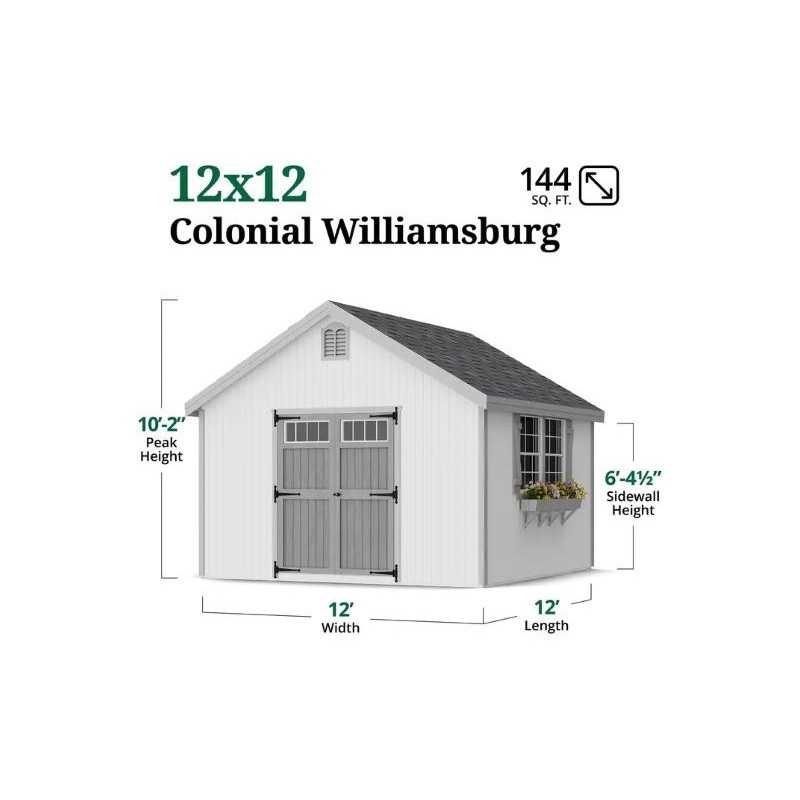 Little Cottage Co. Colonial Williamsburg 12x12 Wood Shed Kit (12x12 WCGS-PC)