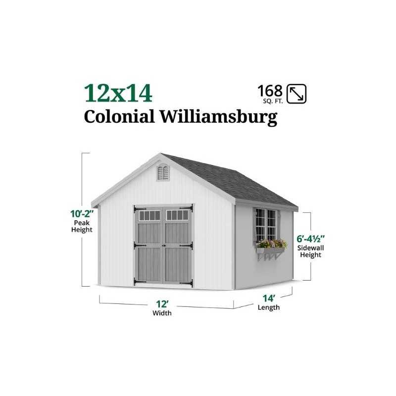 Colonial Williamsburg 12x14 Wood Shed Kit (12x14 WCGS-PC)