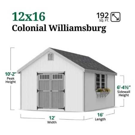 Little Cottage Co. Colonial Williamsburg 12x16 Wood Shed Kit (12x16 WCGS-PC)