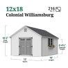 Little Cottage Co. Colonial Williamsburg 12x18 Wood Shed Kit (12x18 WCGS-PC)