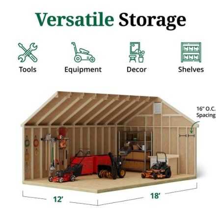 Little Cottage Co. Colonial Williamsburg 12x18 Wood Shed Kit (12x18 WCGS-PC)