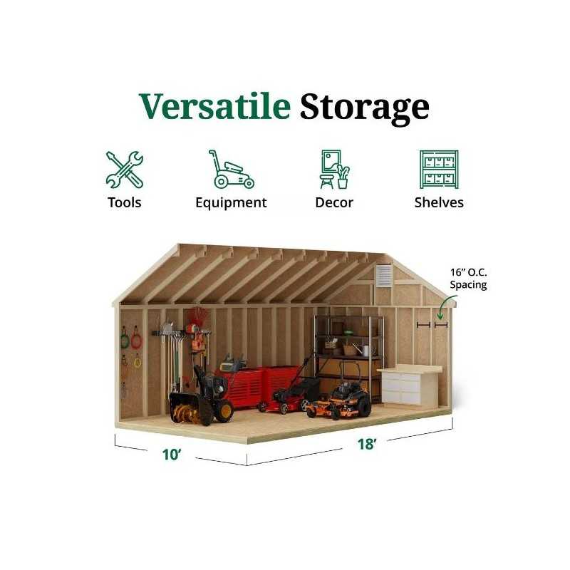 Little Cottage Co. Colonial Pinehurst 10x18 Wood Storage Shed Kit (10x18 PCGS-PC)