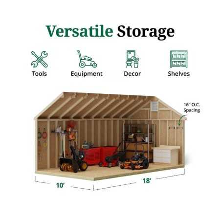 Little Cottage Co. Colonial Pinehurst 10x18 Wood Storage Shed Kit (10x18 PCGS-PC)