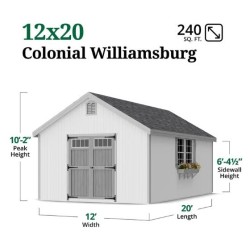 Little Cottage Co. Colonial Williamsburg 12x20 Wood Shed Kit (12x20 WCGS-PC)