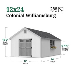 Little Cottage Co. Colonial Williamsburg 12x24 Wood Shed Kit (12x24 WCGS-PC)