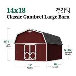 Little Cottage Co. 14x18 Classic Gambrel Large Barn Shed Kit (14x18 CGLB-PC)
