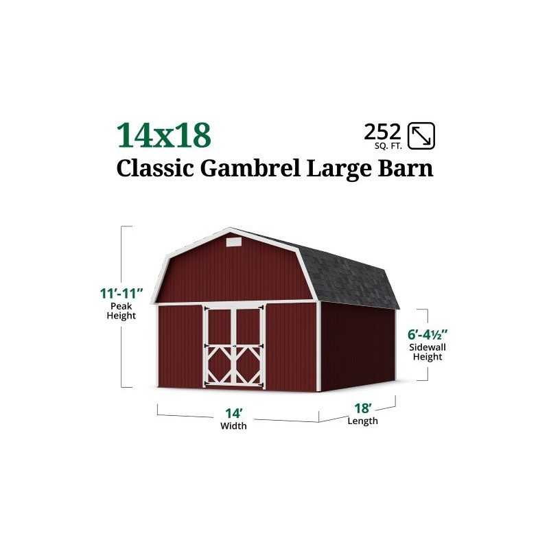 Little Cottage Co. 14x18 Classic Gambrel Large Barn Shed Kit (14x18 CGLB-PC)