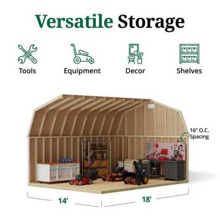 Little Cottage Co. 14x18 Classic Gambrel Large Barn Shed Kit (14x18 CGLB-PC)