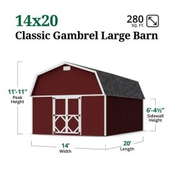 Little Cottage Co. 14x20 Classic Gambrel Large Barn Shed Kit (14x20 CGLB-PC)