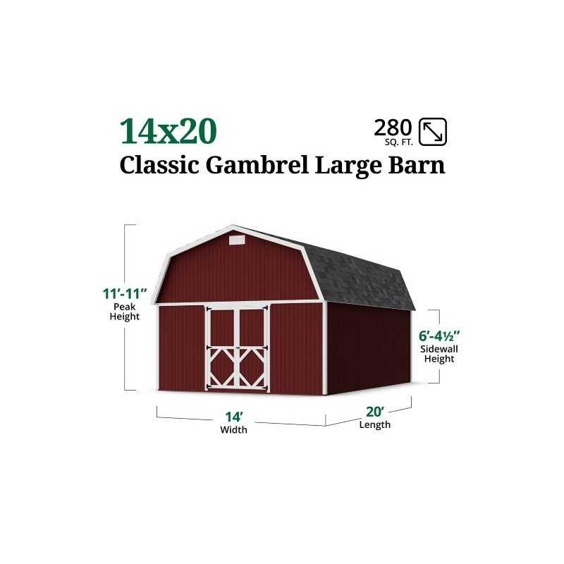 Little Cottage Co. 14x20 Classic Gambrel Large Barn Shed Kit (14x20 CGLB-PC)