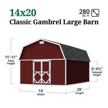 Little Cottage Co. 14x20 Classic Gambrel Large Barn Shed Kit (14x20 CGLB-PC)