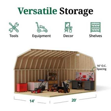 Little Cottage Co. 14x20 Classic Gambrel Large Barn Shed Kit (14x20 CGLB-PC)
